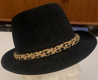 1960-е винтажная шляпа Dunlap Supreme 1,75 дюйма с узкими полями черная войлочная размер 7 очень чистая - Изображение 1 из 4