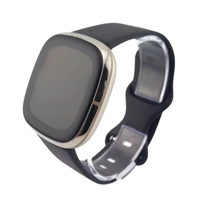 Fitbit Sense Activity Tracker Silver Stainless Steel Case + Black Strap - Image 1 of 4