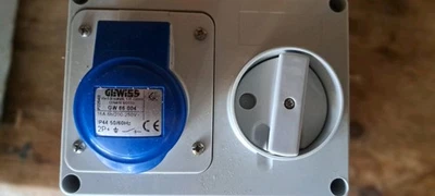 GEWISS GW66004 16 AMP 240 VOLT 3 PIN BLUE IP44 INTERLOCKED SWITCHED SOCKET  - Image 1 of 4