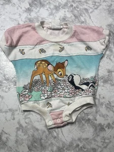 Rare Vintage Disney Bambi Jog Togs One Piece Outfit All Over Print Romper 6 Mos - Bild 1 von 11