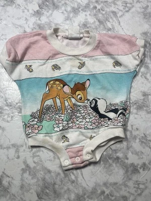Rare Vintage Disney Bambi Jog Togs One Piece Outfit All Over Print Romper 6 Mos - Photo 1/4