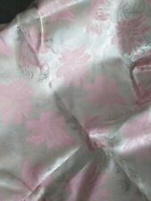 Pink White Silver Metallic Floral Asian Look Fabric Satin 40" x 56"