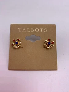 $19.50  Talbots gold tone small enamel blue stone stud  earrings #3 - Picture 1 of 5