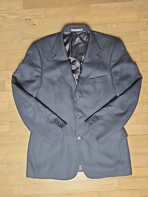 Talbots Men Navy Blue Blazer Sz 40 R Wool Tweed Houndstooth Sport Coat Herring - Image 1 of 4