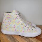 Converse All Star High Top Floral Print Sneakers Size 2 Girls White Pink Yellow
