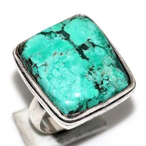 Lime Green Turquoise 925 Silver Plated Vintage Ring US 7 Unique Gift GW