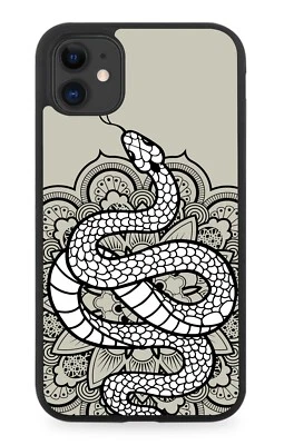 Tribal Henna Snake Design Rubber Phone Case Snakes Pattern Style Mandala K308 - Image 1 of 2