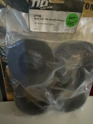 HPI 67756: HB Block Tire {White / 1/8 Racing Buggy Tire} NewInPack USA Shipped - Image 1 of 4