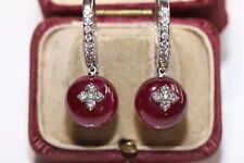18K GOLD ITALY MADE PONTE VECCHIO BRAND NATURAL DIAMOND AND RUBY EARRING
