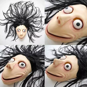 Momo Latex Mask w/Hair Challenge Meme Horror Scary Film Halloween Costume Props - Picture 1 of 3