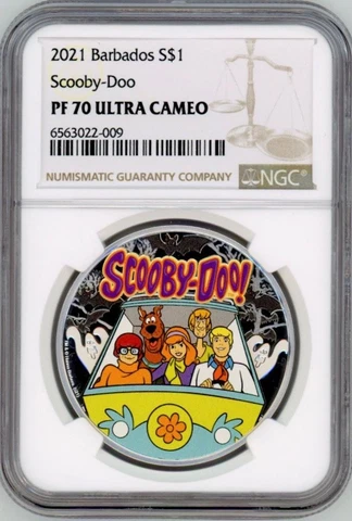 2021 Barbados Scooby Doo 1/2 oz Silver Proof $1 Coin NGC 70 Cover