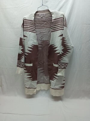 Suéter Willow Wind para mujer talla pequeña marrón capa frontal abierta Lagenlook Ranch Foto 1 de 4