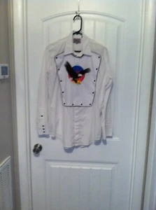 Camisa Ely Diamond Mediana Blanca Manga Larga Rodeo Bordada Águila Puesta de Sol Adulto - Imagen 1 de 5