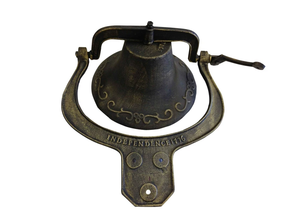 CMT LARGE CAST IRON DINNER BELL FARM CHURCH SCHOOL # 2 ANTIGUE VINTAGE STYLE SCHOOL
