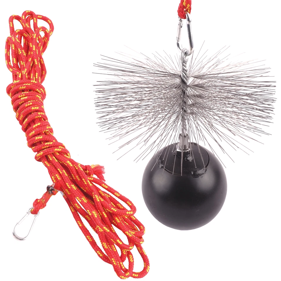 BAUSTER Schornsteinbesen Kaminbesen Schubstange Set Zuggewicht Schornsteinreinigungsset