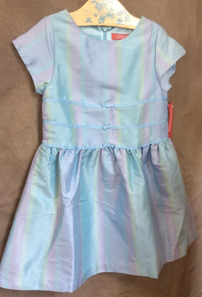 Girls 4 4T PARTY DRESS 100% SILK OMBRE Special Light Blue NWT Bows Gymboree NEW - Image 1 of 4