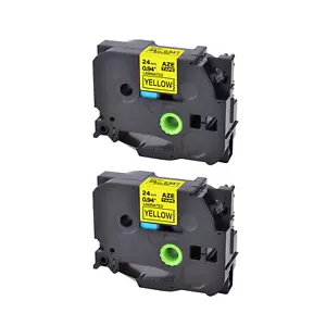 2PK Compatible with Brother PT-D600 TZ Tze 651 Black on Yellow Tape 24mm Label - Picture 1 of 10