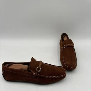 Bruno Magli TORRO Bit Brown Suede Moc Toe Slip On Driving Loafers, Mens Size 9 - Picture 1 of 10