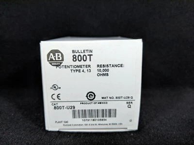 ALLEN BRADLEY 800T-U29 30.5mm Potentiometer Unit, 10 Kilohms Resistive Element - Image 1 of 2