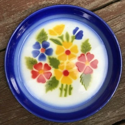 Vintage Thai Traditional Flower Patterned Enamel Serving Tray Decor Size S,M,L  - Image 1 of 4