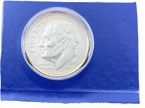 2011-P ROOSEVELT DIME BU FROM ORIGINAL MINT CELLO.   US COIN Cover