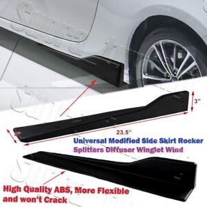 Black Car side Skirt Rocker Splitters Diffuser Winglet Wind 23.5" x 4" Universal