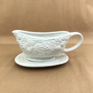 SET 2 PEZZI Vintage WCL Bianco Luminoso Ceramica BARCA SUGO & PIATTINO FRUTTA - Foto 1 di 11