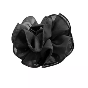 Black Large Chiffon Claw Clip Hair Bow Large Size Black Fabric Ribbon Flower Ros - Picture 1 of 7