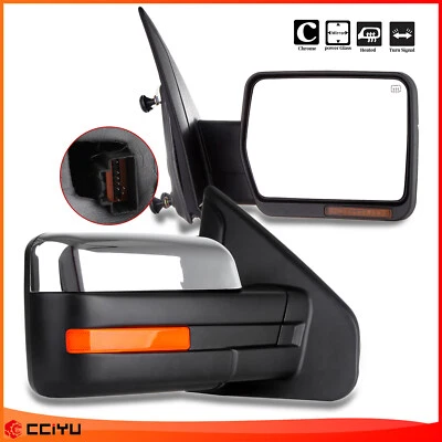 Espejo retrovisor lateral derecho cromado para pasajero señales térmicas eléctricas para Ford F150 2004-14 Foto 1 de 4