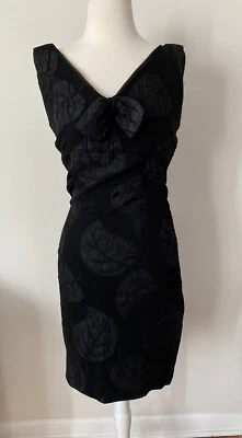 VTG Originals by Mr Jed Womens Wiggle Dress Black Textured Leaf Bow Cocktail - Image 1 of 4