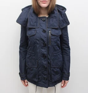 Women's BURBERRY BRIT Navy Multi-Pocket Trench Coat Field Jacket RARE US4 ~S - Picture 1 of 19