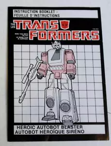 Hasbro Transformers G1 Autobot Blaster libretto istruzioni canadese bilingue - Foto 1 di 2