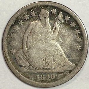 1840-O No Drapery Seated Liberty Silver Dime Very Good VG Coin #14871 - Picture 1 of 3