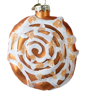 Panino alla cannella vetro soffiato ornamento albero di natale decorazione cibo - Foto 1 di 3