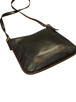 Bolso Bandolera Coach De Colección Delgado Hippie Cremallera Cuero Negro 9146 Foto 1 de 4