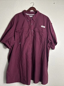mens magellan 4x fishing shirt Short Sleeve Button Down Burgundy Vented - Picture 1 of 17