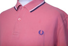 Fred Perry Twin Tipped M1200 Polo Shirt - Xl - Coral Red/White/Navy - Mod Top