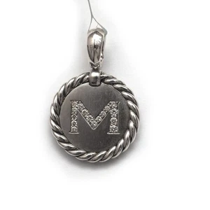 David Yurman Pave Diamond Sterling Silver Initial “M” Enhancer Pendant Charm New - Picture 1 of 7