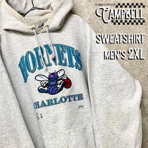 2Xl Usa Made 90S Nba Hornets Embroidered Sweatshirt Hoodie, Gray - Picture 1 of 7