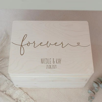 Personalisierte Erinnerungsbox Hochzeit FOREVER Liebe Erinnerungskiste Andenken - Bild 1 von 4