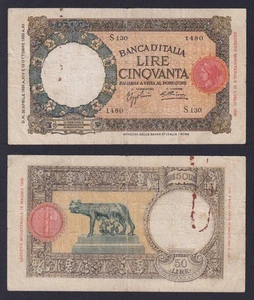 Banconota Italia 50 lire Lupetta 30.4.1936 P.-54a BB/VF - Imagen 1 de 1