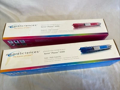 Cartuchos de toner Xerox Phaser 6300: ciano, magenta. NOVO de alta capacidade. Lote - Imagem 1 de 4