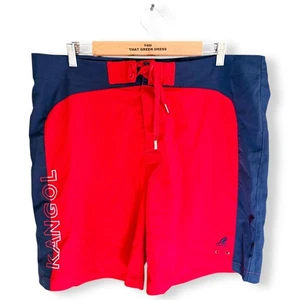 Mens Kangol Red Navy Blue Swim Shorts Swimming Trunks Size XL - Picture 1 of 3