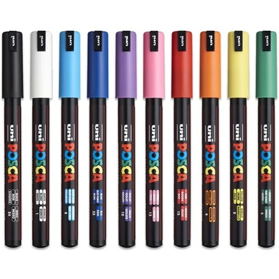 Uni POSCA Paint Marker Pens PC-1MR - All Colours - Set of 12 by Colour