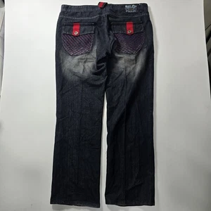 Pantalones de mezclilla para hombre BareFox talla 42 negros pierna recta bordados rojos B-19 - Imagen 1 de 12