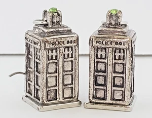 Dr. Who Police Box Tardis Pierced Earrings Three-Dimensional (3D) Wire Dangle - Picture 1 of 4