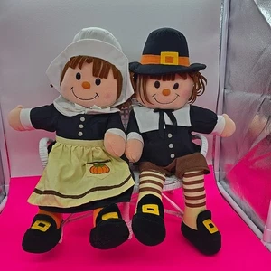 Vintage Pilgrim Pals Plüsch Gibson Greetings 1996 Thanksgiving Puppen nur 16 Zoll - Bild 1 von 8