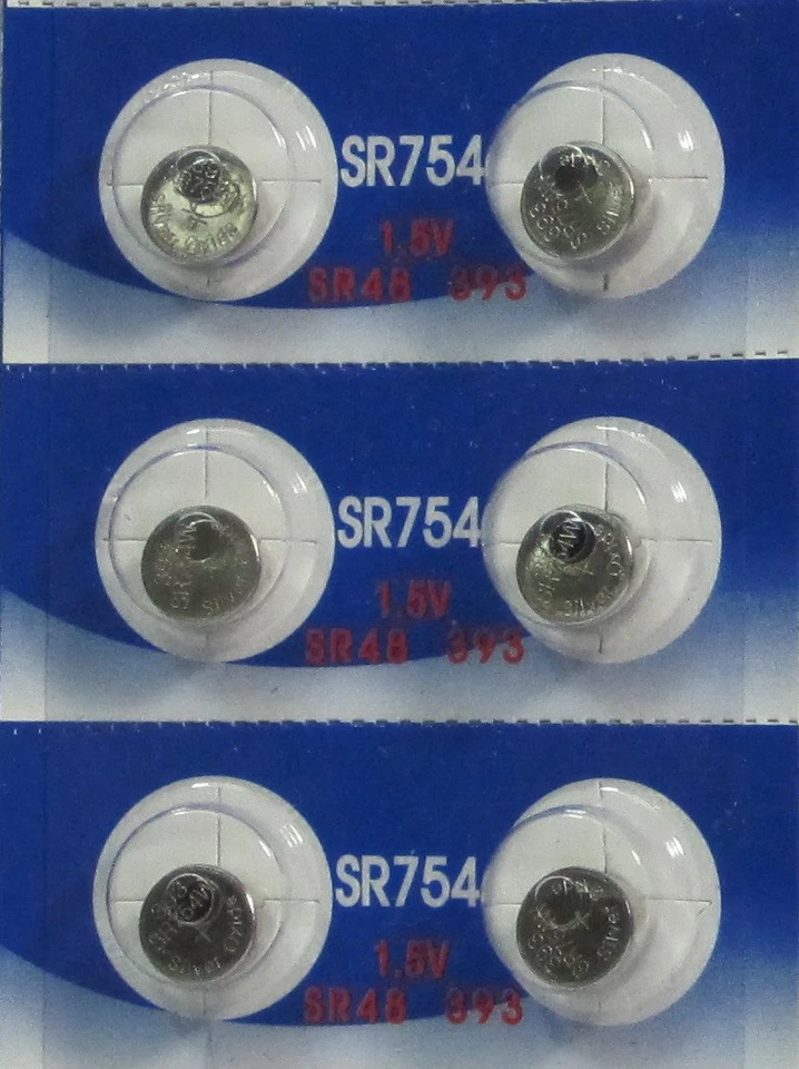 Batería 6 piezas de óxido de plata 393 309 SR754 LR754 SR48 LR48 AG5 193 V393 D393  Foto 1 de 1