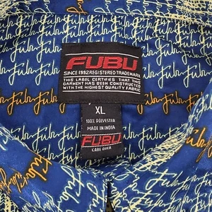 Fubu Men's XL Hawaiian Camp Polyester Button-down S-Sleeve Shirt. (1036) - Picture 1 of 6