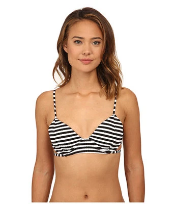 VOLCOM LÍNEAS ROTAS TRIÁNGULO RAYAS BIKINI TOP NEGRO BLANCO PEQUEÑO ¡NUEVO! $46 Foto 1 de 4